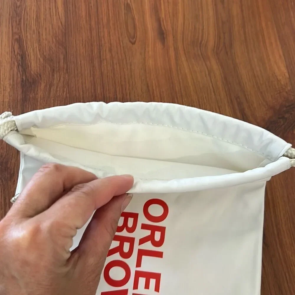 Orlebar Brown 11x8 cream and red rubber dust bag shoe bag small